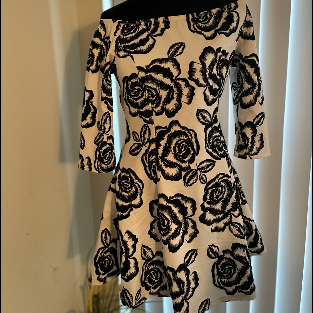 Off shoulder floral skater dress